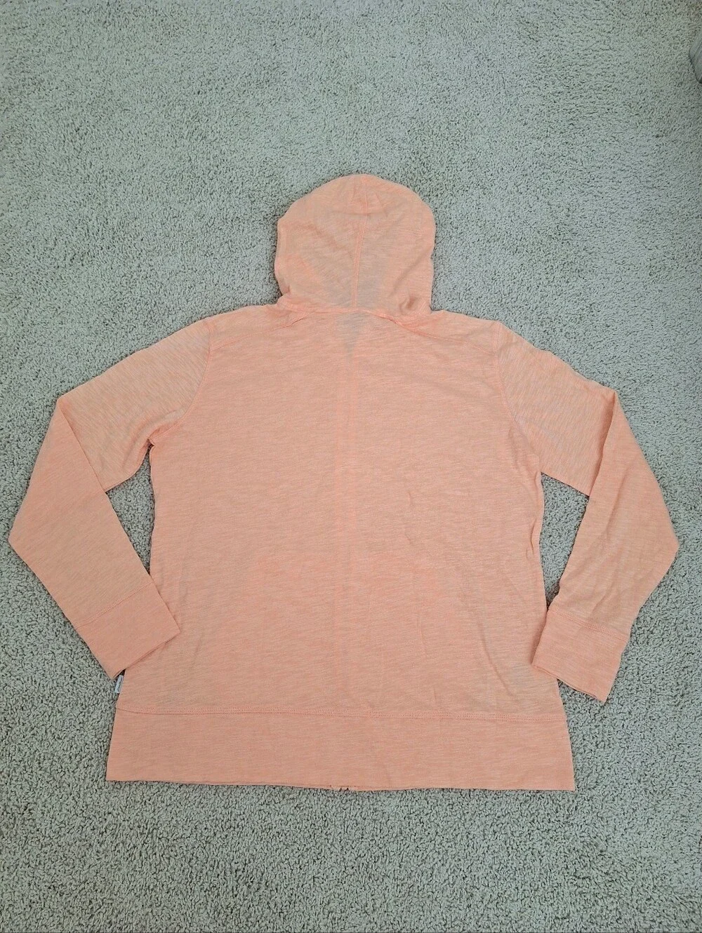 Eddie Bauer Women Waverly Lightweigh Cotton Peach Slub Full-Zip Sweatshirt Large - Picture 8 of 9